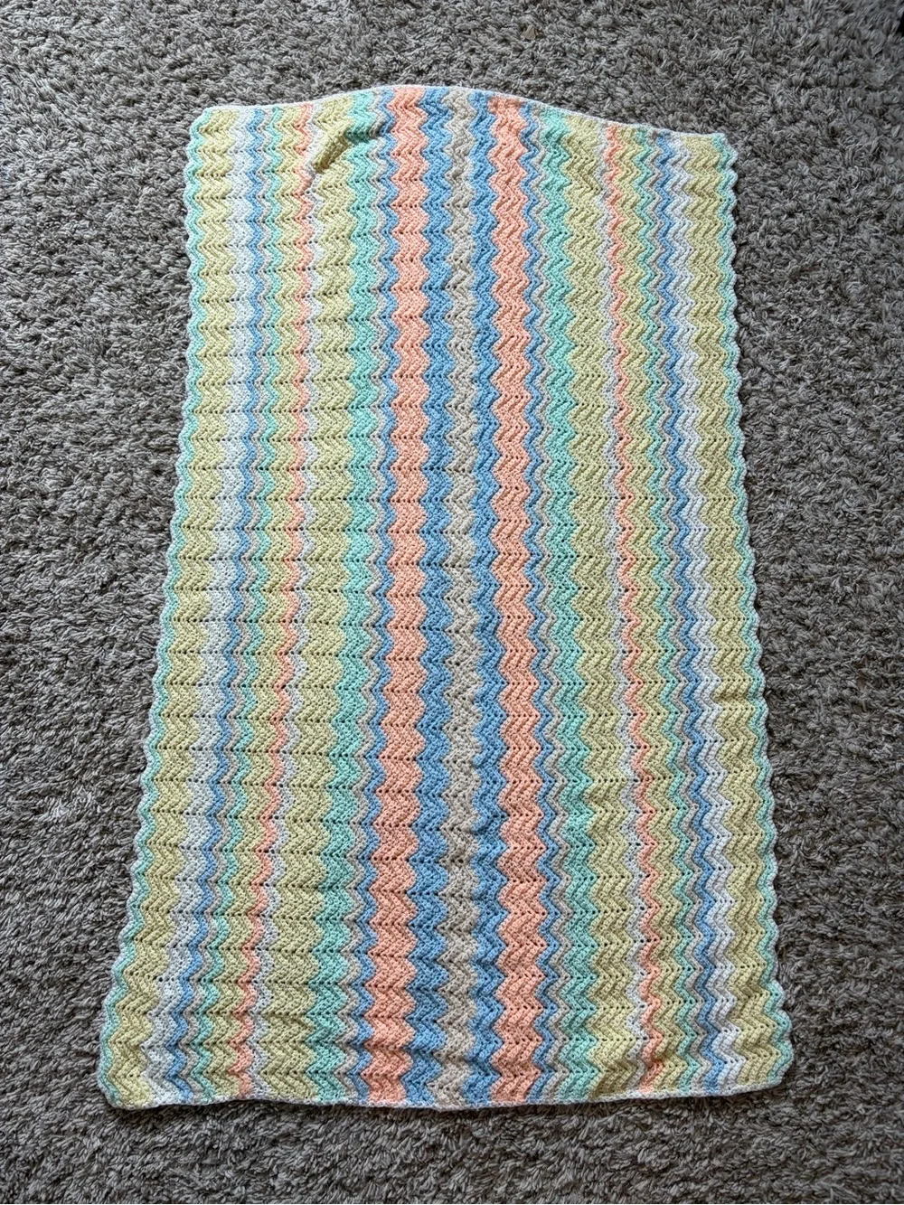 Handmade Multicolor Chevron Baby Blanket - Pastel Stripes